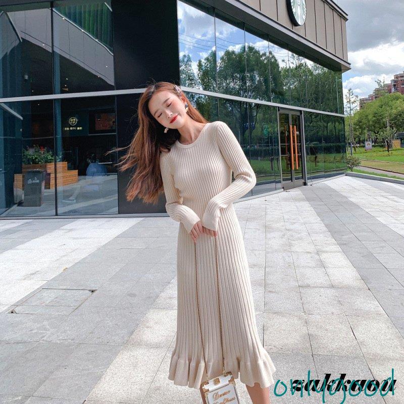 ADORE★グレー ニット Aライン ロングワンピース 長袖 ウール 切替 ADORE☆グレー ニット Aライン ロングワンピース 長袖 ウール