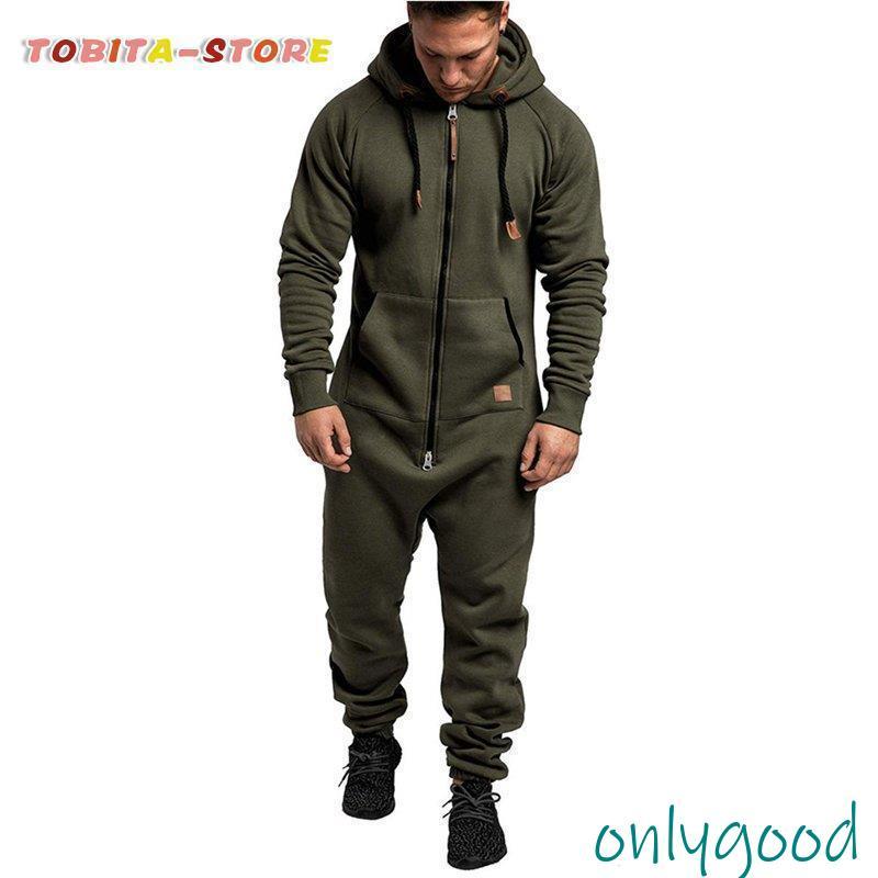 オールインワン つなぎ メンズ トップス 長袖 ツナギ フード付き