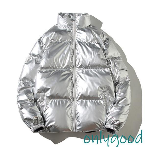 ジャケット メンズ ダウンジャケット 立ち襟 ピカピカ 光沢感 中綿