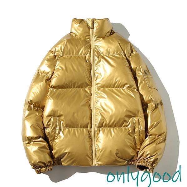 ジャケット メンズ ダウンジャケット 立ち襟 ピカピカ 光沢感 中綿