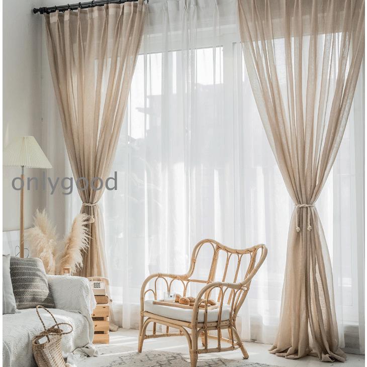 レースカーテン コットン 麻リネン カーテン 夏 遮光 遮熱