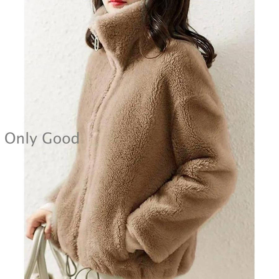 ボアフリースジャケット 無地 ファスナー コート 冬 アウター ポッケト