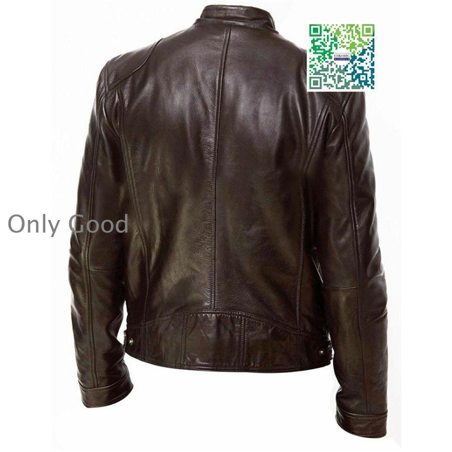 メンズ革ジャン 秋冬 レザージャケット スリム 立ち襟 ライダース