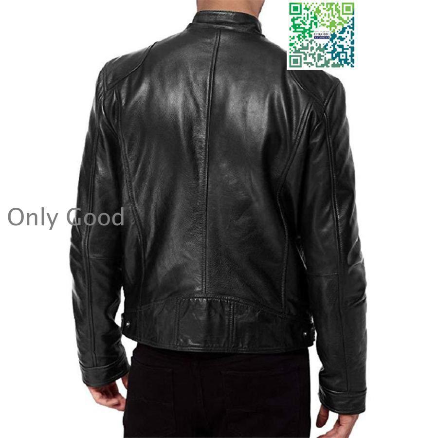 メンズ革ジャン 秋冬 レザージャケット スリム 立ち襟 ライダース