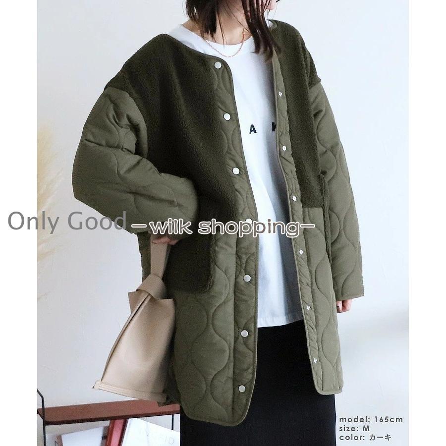 キルティングコート 中綿 レディース コート 中綿コート キルティング 無地 防寒コート カーディガン アウター 秋 ブラック トレンド ドッキング 冬 キルティングコート 中綿 レディース コート 中綿コート 冬