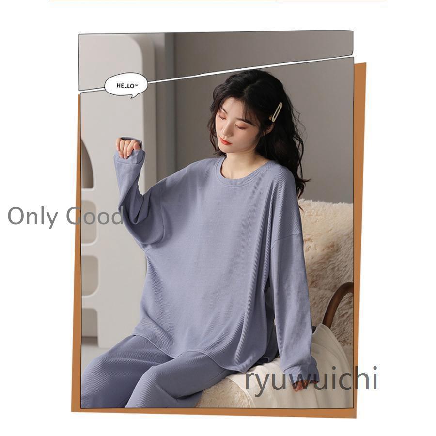パジャマ レディース 上下セット 長袖 コットン ウェストゴム ワッフル