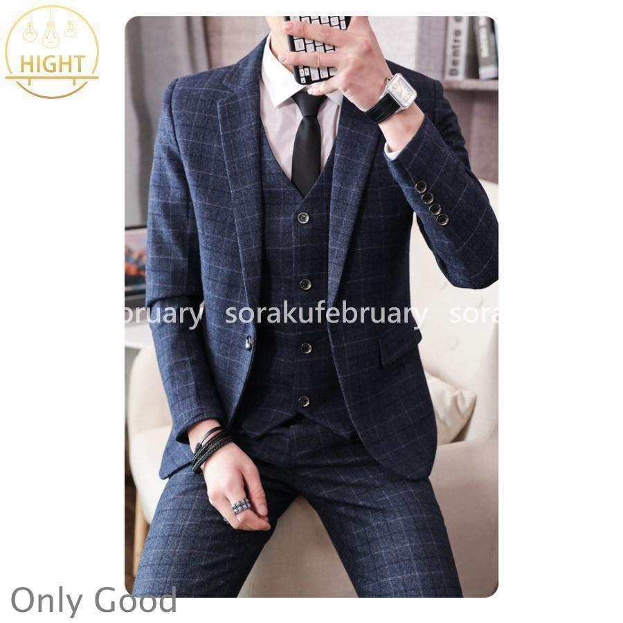 メンズスーツ チェック柄 3点セット スリーピース スーツ メンズ 結婚式 リクルート 入学式 卒業式 成人式 ビジネススーツ スリムスーツ 紳士服 | ブランド登録なし | 12