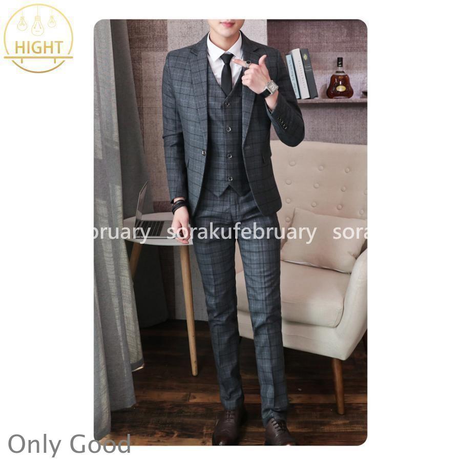 メンズスーツ チェック柄 3点セット スリーピース スーツ メンズ 結婚式 リクルート 入学式 卒業式 成人式 ビジネススーツ スリムスーツ 紳士服 | ブランド登録なし | 08