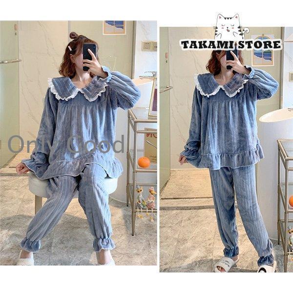 パジャマ ルームウェア もこもこ レディース 冬 長袖 前開けパジャマ 上下セット ベルベット ふわモコ 厚手 暖かい 部屋着 可愛い ペアルック プレゼント パジャマ レディース 冬 裏起毛 ルームウェア 上下セット モコモコ