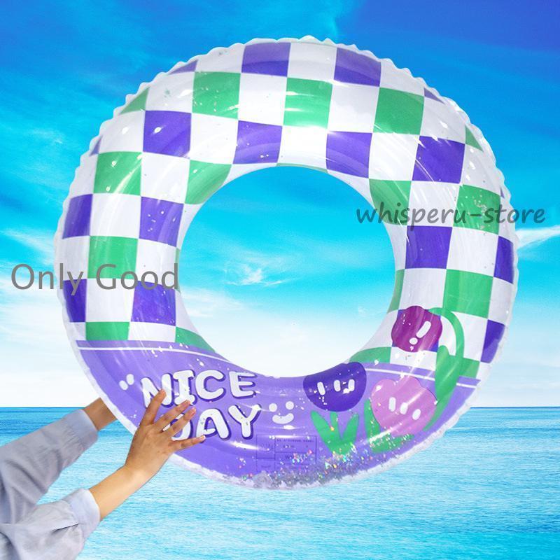 浮き輪 うきわ 子供 大人用 フロート 取っ手付き キラキラ ラメ入り O