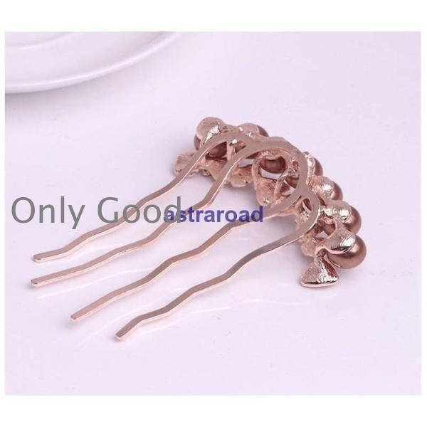 ヘアコーム かんざし レディース ヘアアクセサリー 髪留め 髪飾り ヘアアレンジ 簪 フェイクパール ラインストーン リボン型 女性 可愛い おしゃれ | ブランド登録なし | 05