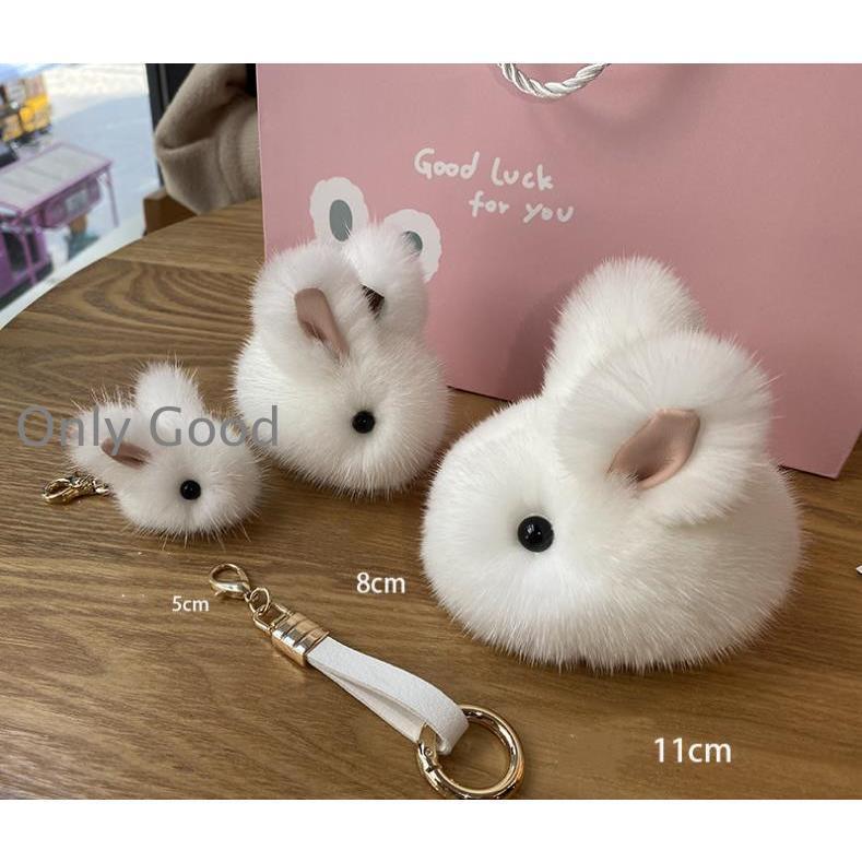 バッグチャーム ウサギ イニシャル ふわふわ ファーチャーム