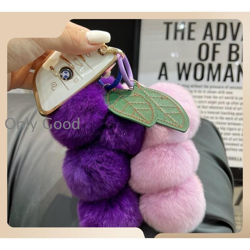 キーホルダー キーリング バッグチャーム レディース ぶどう ポンポン