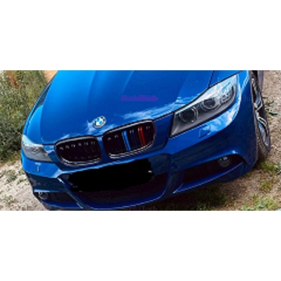 Grille Calandre Avant BMW E90 E91 Noir Brillant 2005-2008 - Paire Gauche/Droite Pour 320i 325i 330i 335i Look Sport