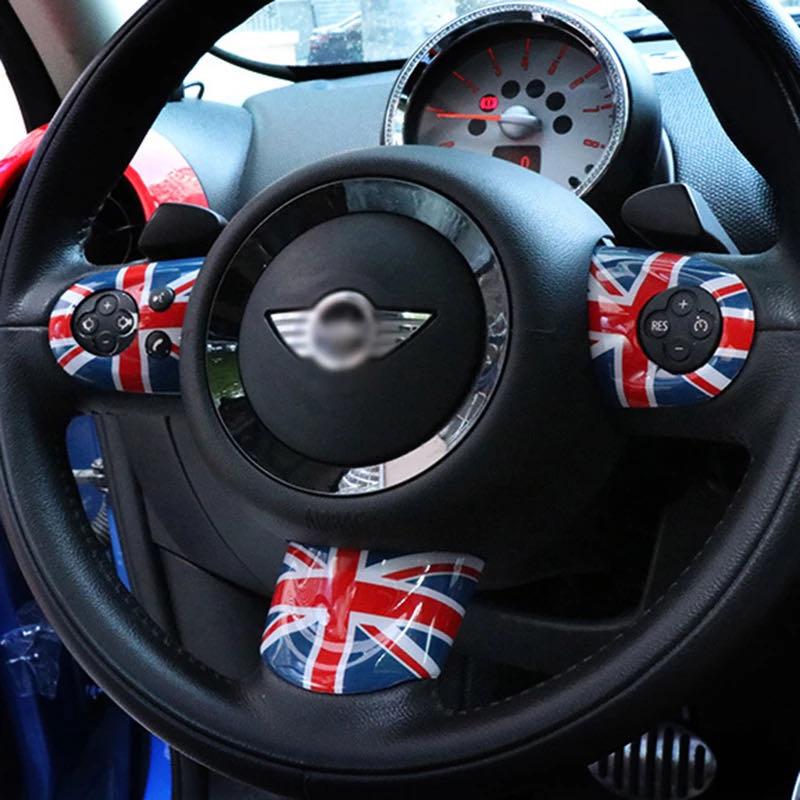 デザイン性UP♪ ステアリング スイッチ カバー BMW MINI ユニオンジャック ミニ R55 クラブマン R56 ワン クーパー クーパーS MINI-177:オンリーワンショップ01 通販 BMW ミニ R60 ユニオンジャック ステアリング スイッチ カバー