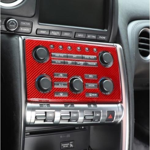 GTR R35 GT-R オーディオコントロールパネル カーボン調 本格派♪ リアル ドライ レッド カーボン センター オーディオパネル
