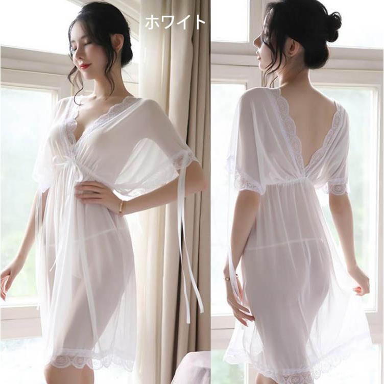 ナイトウェア セクシー レース ワンピース ルームウェア部屋着透け感 パジャマ ネグリジェ レディース 女性 ベビードール エロ下着 セクシー下着 Tバック付き K Mooti 通販 Yahoo ショッピング