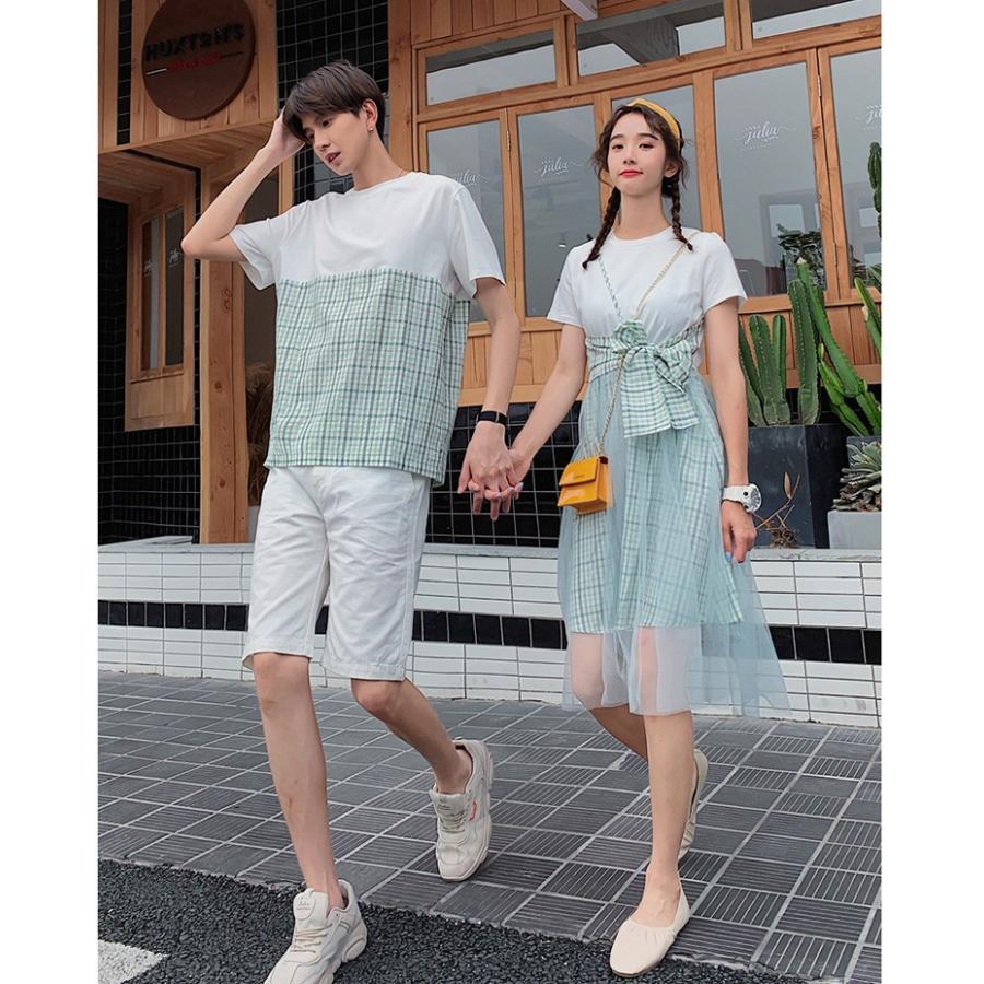ペアルック カップルtシャツ ワンピース ペアルック半袖 恋人 チェック柄 カップル夏服 デート着 19 新作 単品売り Y Mooti 通販 Yahoo ショッピング