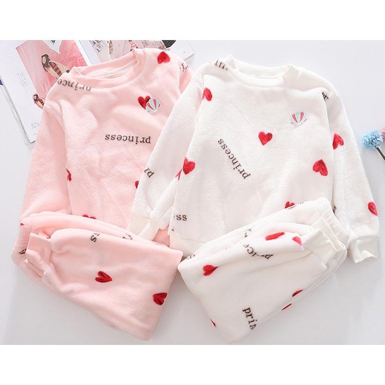 パジャマ キッズ 韓国子供服 女の子 冬 ルームウェア 厚手 パジャマ モコモコ 可愛い 長袖 ハート柄 フランネル セットアップ 部屋着 柔らかい 防寒着 秋冬 2色 Y3010 Mooti 通販 Yahoo ショッピング