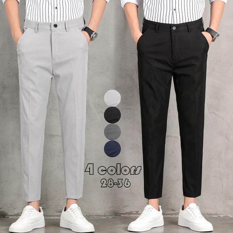 スラックス メンズ 九分丈 スリム ビジネススラックス 無地 メンズ ズボン スーツパンツ 細身 美脚 春夏秋 通勤紳士 お洒落 おしゃれ 大きい サイズ ズボン 4色 Y Mooti 通販 Yahoo ショッピング