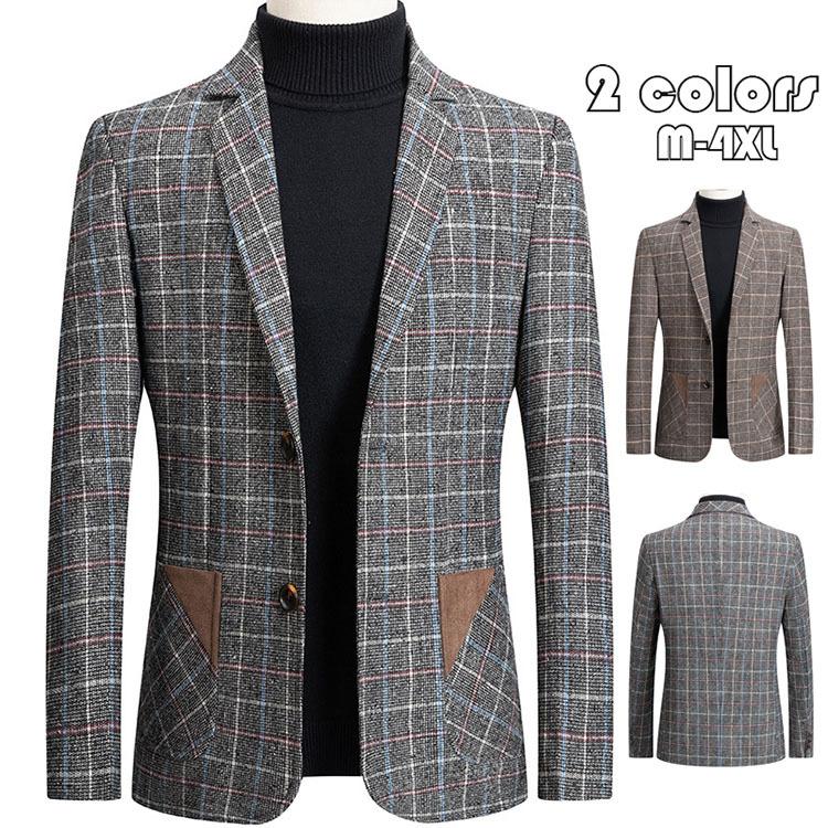 テーラードジャケット メンズ ブレザー 切り替え チェック柄 スーツ 長袖ビジネススーツ 紳士用 通勤 アウター Jacket 細身 春秋 カジュアルスーツ 代30代40代 Y Mooti 通販 Yahoo ショッピング