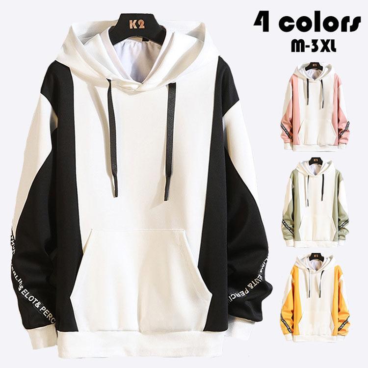 パーカー メンズ おしゃれ スウェット フード付き パーカー 長袖 配色切り替え トップス ヒップホップ メンズパーカー ゆとり アウター 春秋冬 4色 代30代40代 Y Mooti 通販 Yahoo ショッピング