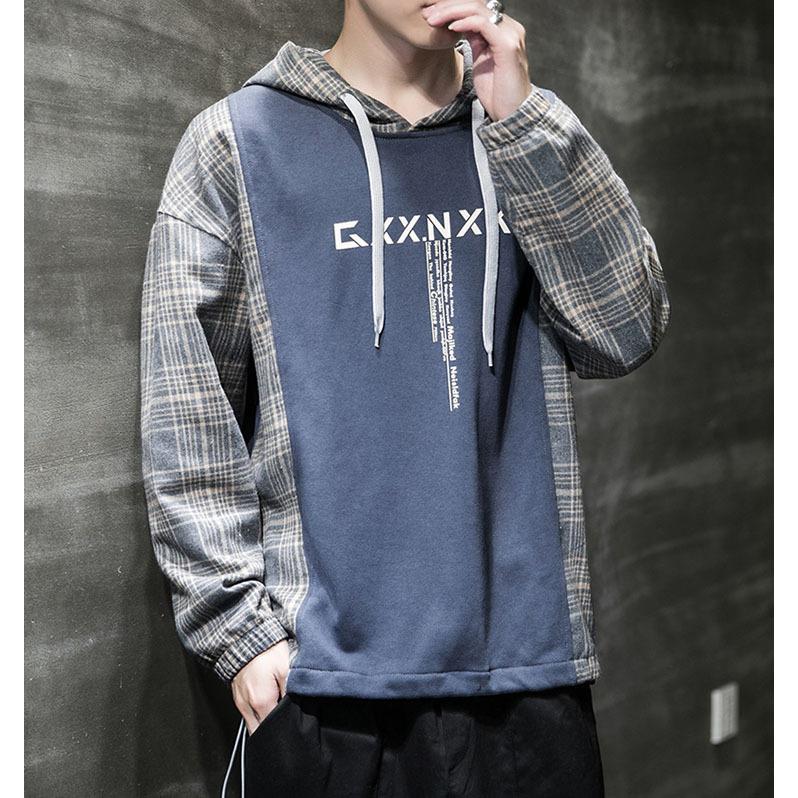 パーカー メンズ おしゃれ スウェット フード付き パーカー 長袖 チェック柄 切り替え トップス ヒップホップ メンズパーカー アウター 春秋冬2色 代30代40代 Y Mooti 通販 Yahoo ショッピング