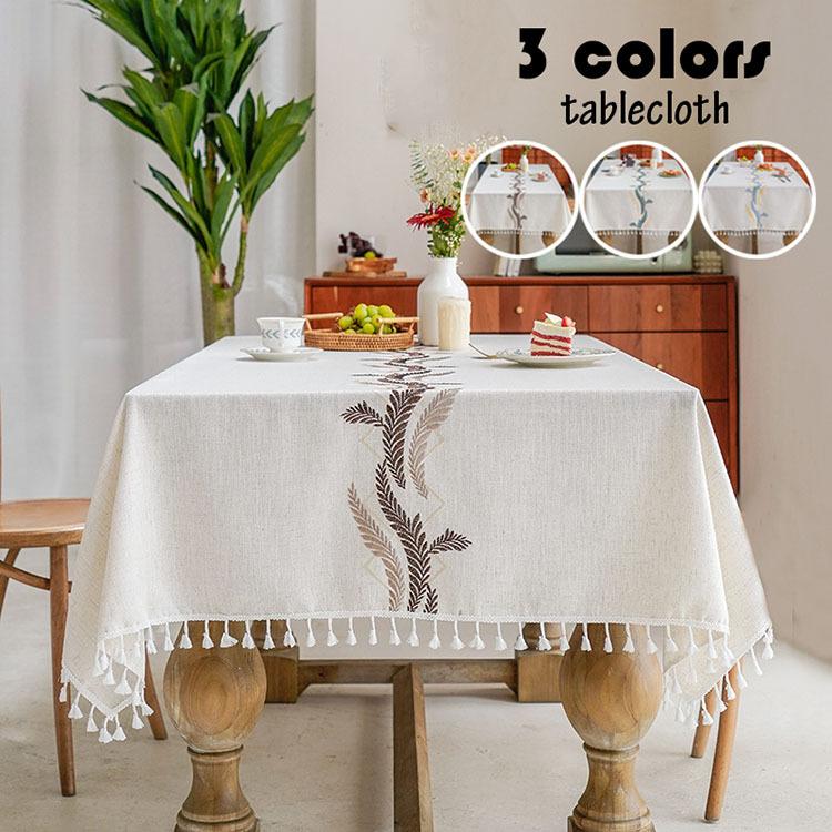 テーブルクロス おしゃれ テーブルセッティング 布 四角形 長方形 刺繍 フリンジ裾 高級感 テーブルクロス お手入れ簡単 汚れ防止 家庭用 業務用 食卓カバー 3色 Y Mooti 通販 Yahoo ショッピング
