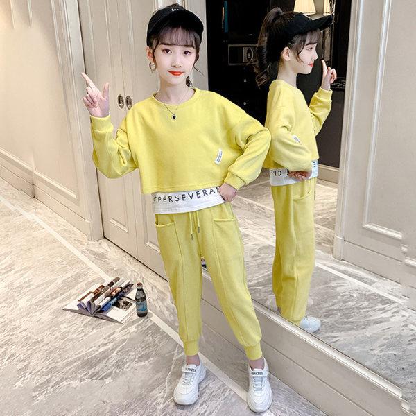 子供服 セットアップ ルームウェア パジャマ スウェット コットン 長袖 キッズ 子供 小学生 ジュニア ガールズ 女の子 イエロー グレー 可愛い ダンス 運動 春 Y Mooti 通販 Yahoo ショッピング