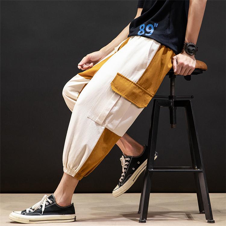 新作 クロップドパンツ 七分丈ズボン 夏 メンズ ズボン サルエルパンツ 涼しいズボン イージーパンツ 配色切り替え サルエルパンツ Size L Www We Job Com