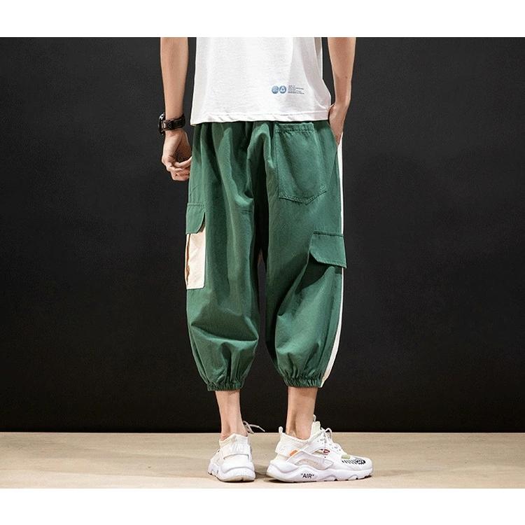 新作 クロップドパンツ 七分丈ズボン 夏 メンズ ズボン サルエルパンツ 涼しいズボン イージーパンツ 配色切り替え サルエルパンツ Size L Www We Job Com