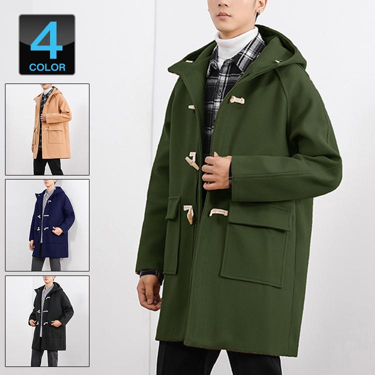 男性に人気 アウター ダッフル メンズ ダッフルコート コート ロング丈 メンズコート 起毛 冬 秋 メルトン フード ビジネス チェスターコート Size M qhema Com