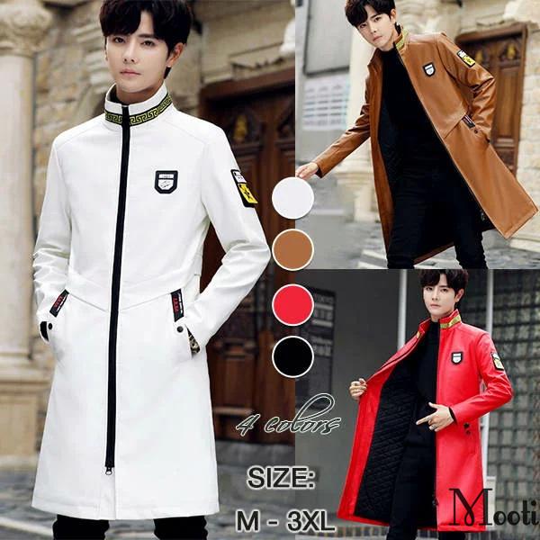 T ポイント5倍 紳士 アウター 皮革 Pu 厚地 保温 トレンチコート メンズ ファッション レザーコート Pu 厚地 保温 トレンチコート メンズ ファッション レザーコート ロング丈 バレンタイン 上品 エレガント カジュアル ストリート 長袖 ジャケット