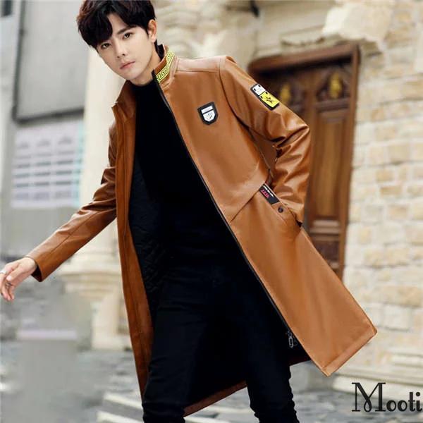 T ポイント5倍 紳士 アウター 皮革 Pu 厚地 保温 トレンチコート メンズ ファッション レザーコート Pu 厚地 保温 トレンチコート メンズ ファッション レザーコート ロング丈 バレンタイン 上品 エレガント カジュアル ストリート 長袖 ジャケット