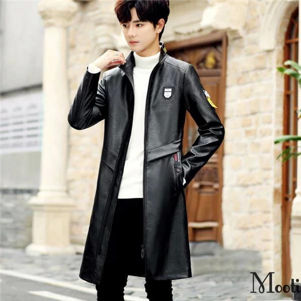 T ポイント5倍 紳士 アウター 皮革 Pu 厚地 保温 トレンチコート メンズ ファッション レザーコート Pu 厚地 保温 トレンチコート メンズ ファッション レザーコート ロング丈 バレンタイン 上品 エレガント カジュアル ストリート 長袖 ジャケット
