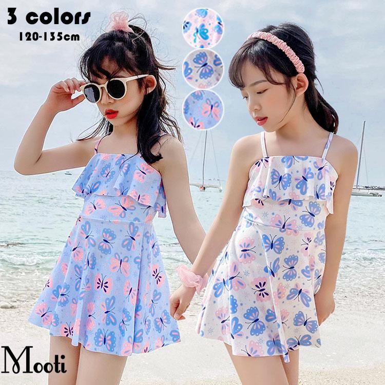 子供服 水着 2点セット キャミワンピース ショートパンツ キッズ 女の子 Kids 蝶々柄 オールインワン おしゃれ 可愛い ジュニア 女児 ガールズ 小学生 水泳服 Y Mooti 通販 Yahoo ショッピング