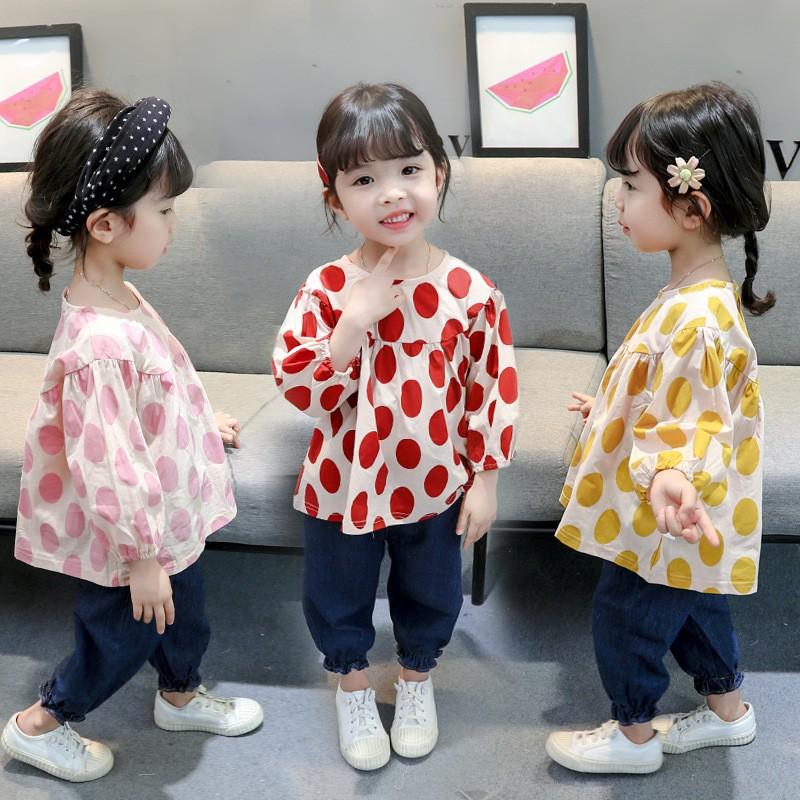 子供服 セットアップ キッズ 女の子 長袖 春秋 上下セット 韓国子供服 ドット柄ジュニア ブラウス シャツ 無地 長ズボン カジュアル 可愛い おしゃれ 通学着 Y Mooti 通販 Yahoo ショッピング