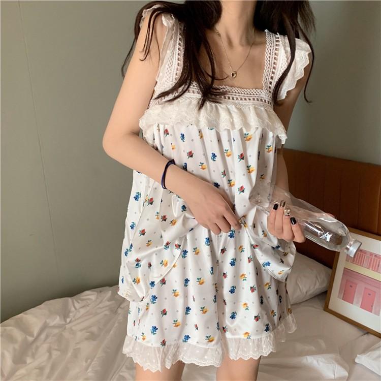 パジャマ レディース 夏キャミ花柄 綿2点セット 体型カバー 切り替えレースパジャマ 可愛い ルームウェア ゆったり女性姫系 部屋着 寝間着寝巻き人気おしゃれ Y Mooti 通販 Yahoo ショッピング