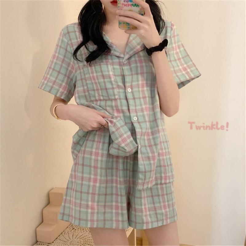 パジャマ ルームウェア レディース綿 チェック柄前開き 半袖 2点セット セットアップ 部屋着 寝巻き 春夏タッチ パジャマ 上品人気おしゃれ Y Mooti 通販 Yahoo ショッピング