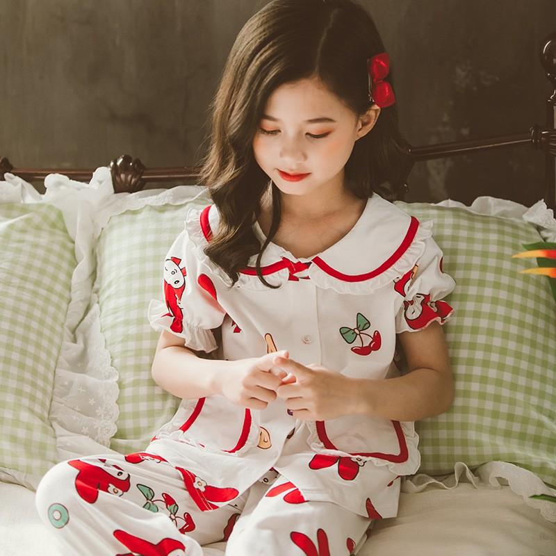 子供 パジャマ ２点セット 女の子 春夏用 トップス ズボン プリント 前開き 半袖 コットン ルームウェア 部屋着 可愛い 柔らかい かわいい おしゃれ Y4414 Mooti 通販 Yahoo ショッピング