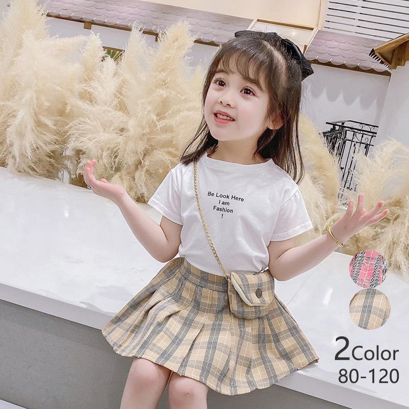 子供服 スーツ フォーマル 女の子セットアップ キッズ おしゃれ 半袖 春夏 2点セット ジュニア 綿白tシャツ チェック柄 スカート 通学普段使い 可愛い Y44 Mooti 通販 Yahoo ショッピング