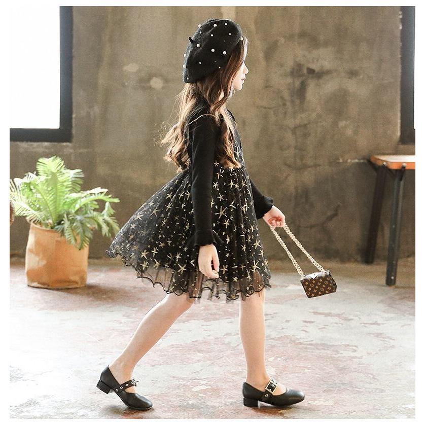 ワンピース 子供 女の子 長袖 キッズ ワンピース 夏 星柄 フェイクレイヤード 女の子 子ども服 ドレス おしゃれ Aライン 上品 女の子ワンピース Y Mooti 通販 Yahoo ショッピング