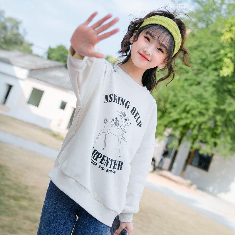 子供服 Tシャツ キッズ女の子 韓国子ども服 ゆとり長袖丸い襟 パーカートップス おしゃれ スウェット 春秋 ジュニア カジュアル 可愛い 普段着 通学着 2色 Y Mooti 通販 Yahoo ショッピング