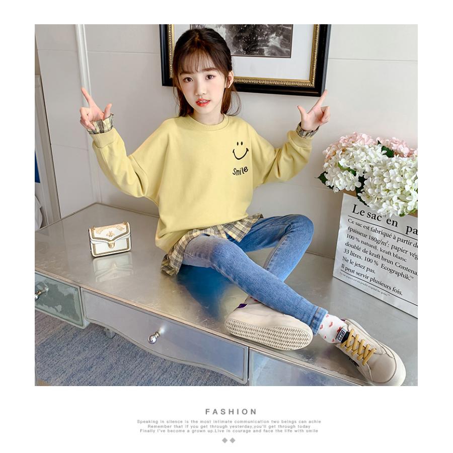 女の子 セットアップ パーカー ジーンズ 春秋 新作 丸首 長袖 アルファベット プリント 子供服 上下セット レジャー 女児 通学 普段着 遠足 110 160cm 本物保証