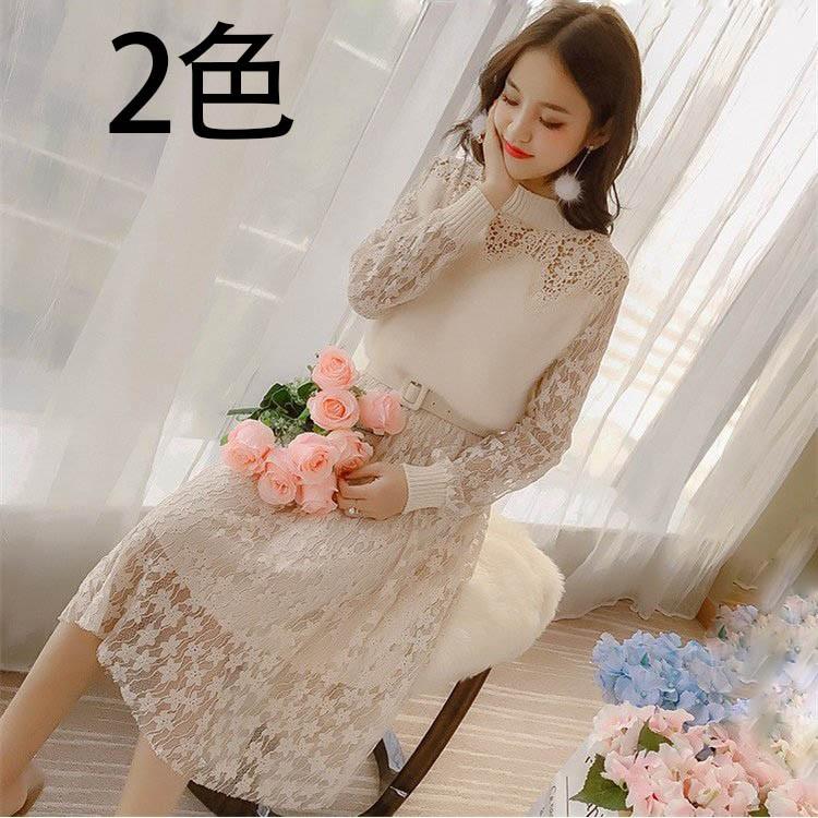 ロングワンピース レディース レースワンピース 秋 冬 長袖 膝下丈 レース ニット 結婚式 パーディー お呼ばれ フォーマル 通勤 Ol 可愛い 代 30代 Y Mooti 通販 Yahoo ショッピング