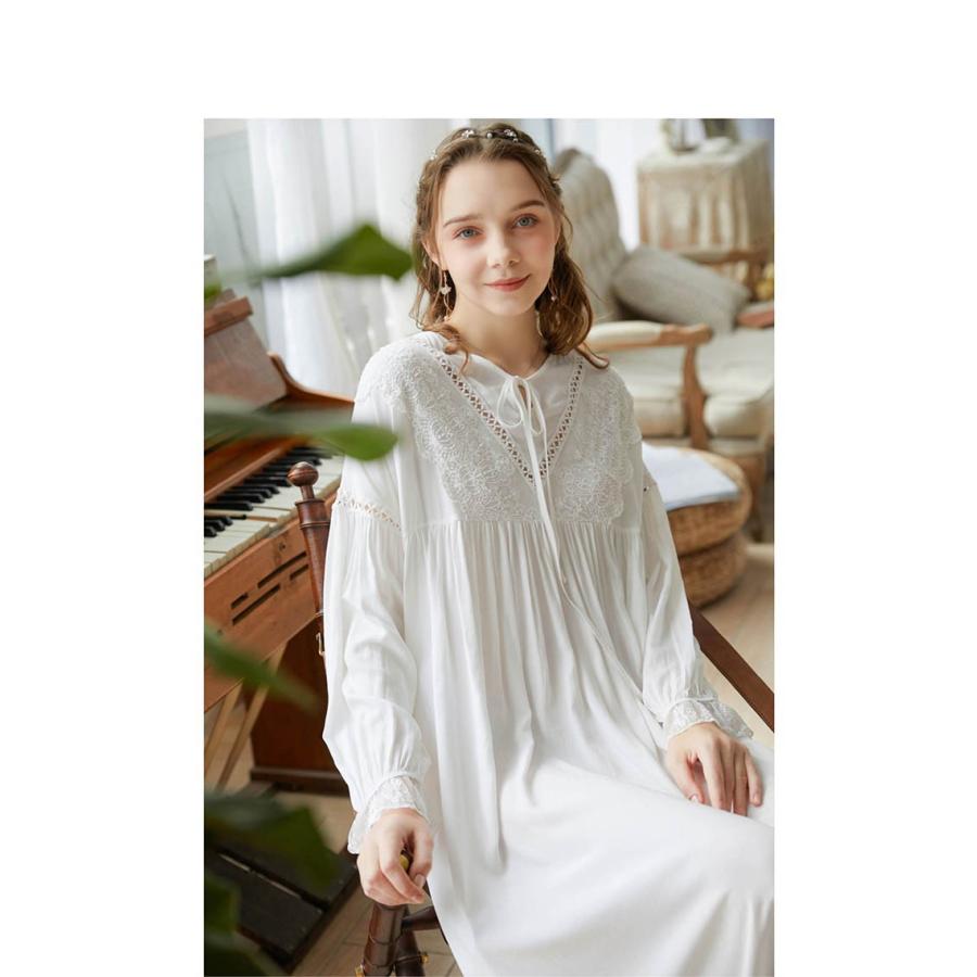 レディース レトロ 姫系 ネグリジェ 寝巻き マキシ丈 長袖 フリル ワンピース パジャマ ルームウェア ナイトウエア 部屋着 ナイティー Y Mooti 通販 Yahoo ショッピング