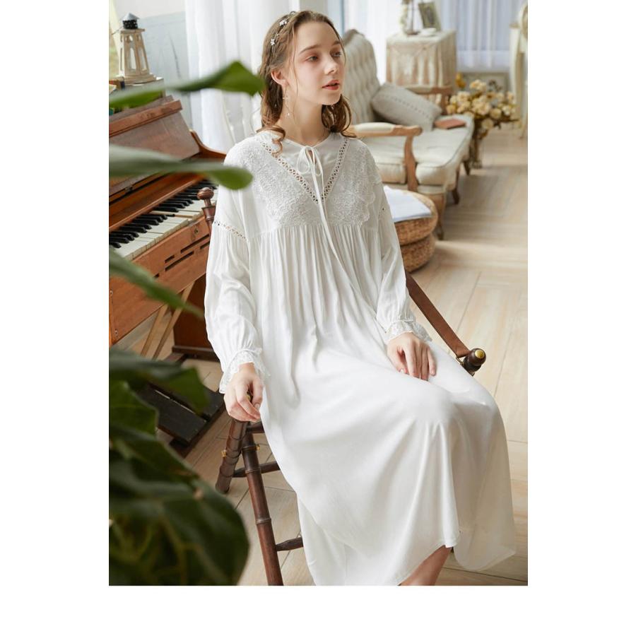 レディース レトロ 姫系 ネグリジェ 寝巻き マキシ丈 長袖 フリル ワンピース パジャマ ルームウェア ナイトウエア 部屋着 ナイティー Y481718 Mooti 通販 Yahoo ショッピング