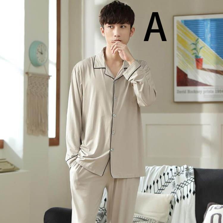 メンズパジャマ パジャマ メンズ 夏 綿 長袖 長ズボン 紳士パジャマ 上下セット 男性用パジャマ 前開き Y Mooti 通販 Yahoo ショッピング