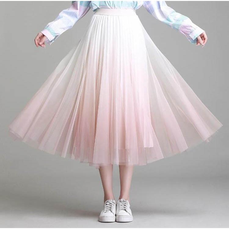 4色 ロングスカート レディース プリーツ チュールスカート ボトムス ミモレ丈 グラデーションスカート ウエストゴム ハイウエスト 体型カバー 代 30代着痩せ Y4164 Mooti 通販 Yahoo ショッピング