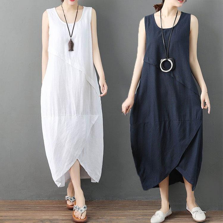 ワンピース レディース リネンワンピース マキシ丈 綿麻 ワンピース ノースリーブ ワンピース ゆったり 体型カバー ロングワンピース 大きいサイズ Y4392 Mooti 通販 Yahoo ショッピング